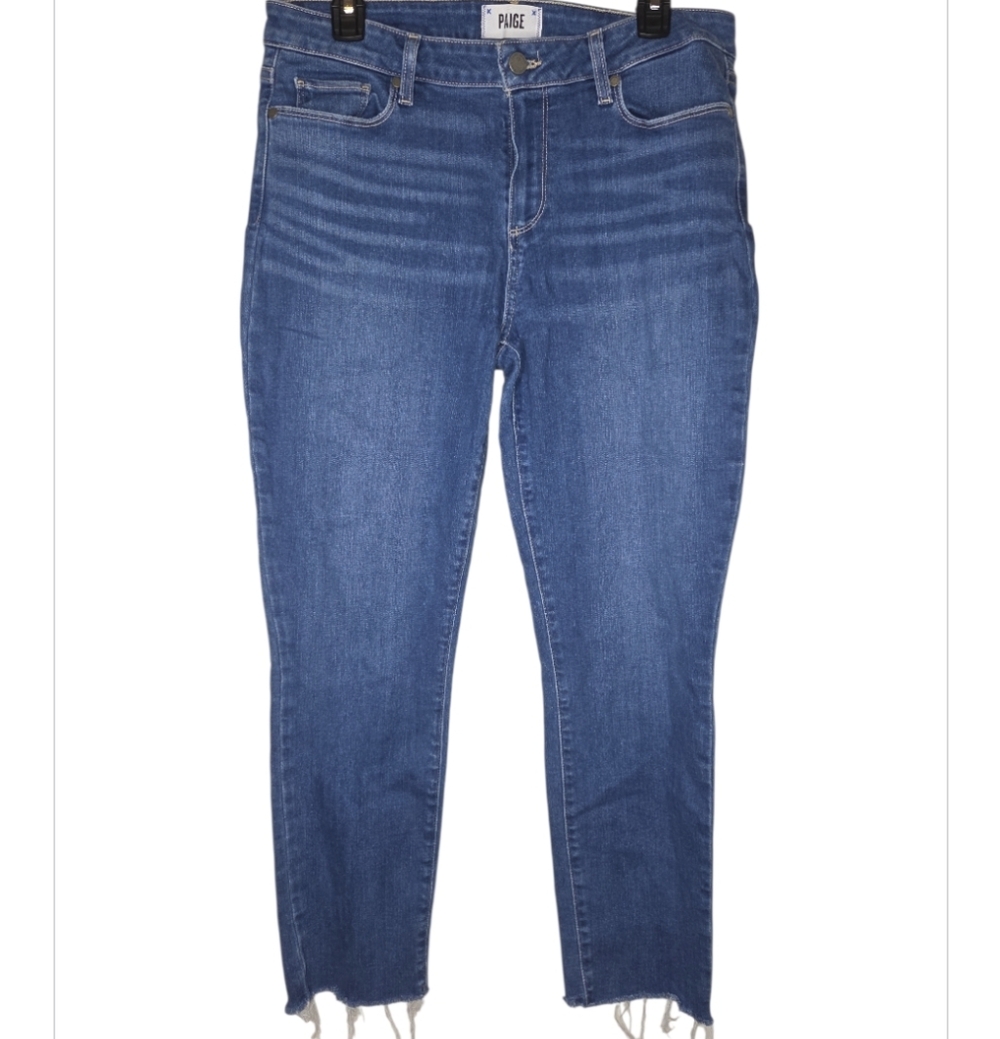 Paige Kylie Crop Raw Edge Hem Drnim Jeans Size 32